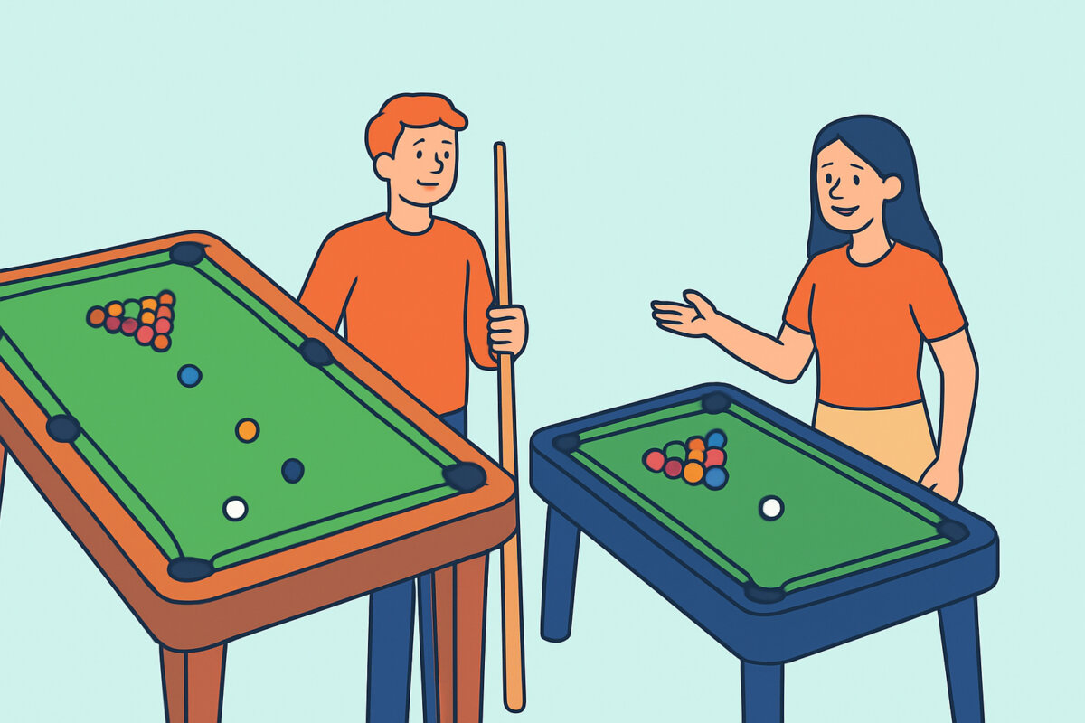 Snookerpöytä ja pool-pöytä – mitä kokoero tarkoittaa